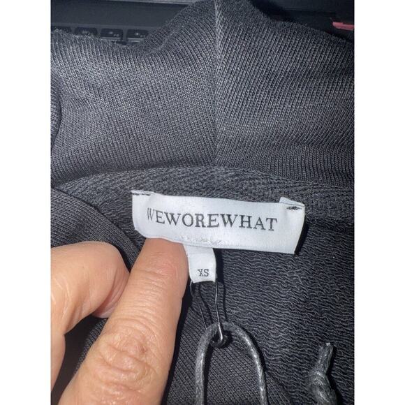 WeWoreWhat Half-Zip Cropped Hoodie Black Pullover XS NWT $118 - Picture 6 of 7